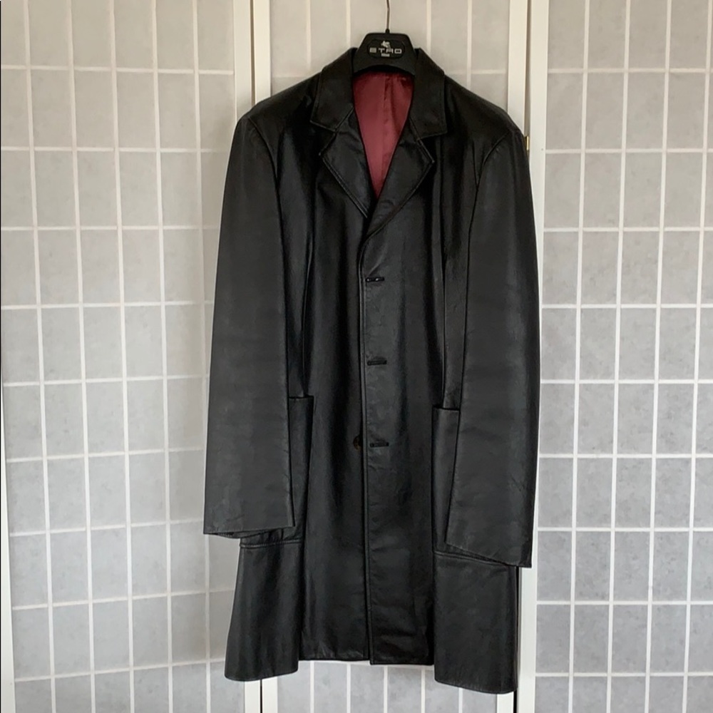 Etro black leather coat